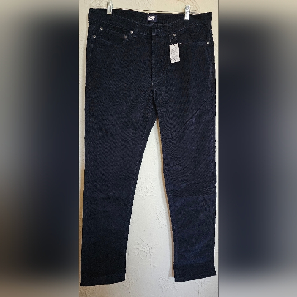 Nwt 30x27 Mens Lands' End Slim Stretch Corduroy Pant Navy